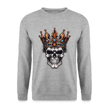 Skull King Crown - Unisex Sweatshirt - salt & pepper - Front - Alina (178cm) & Michal (187cm)