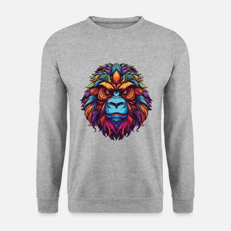 Gorilla Portrait - Unisex Pullover - Weißgrau meliert