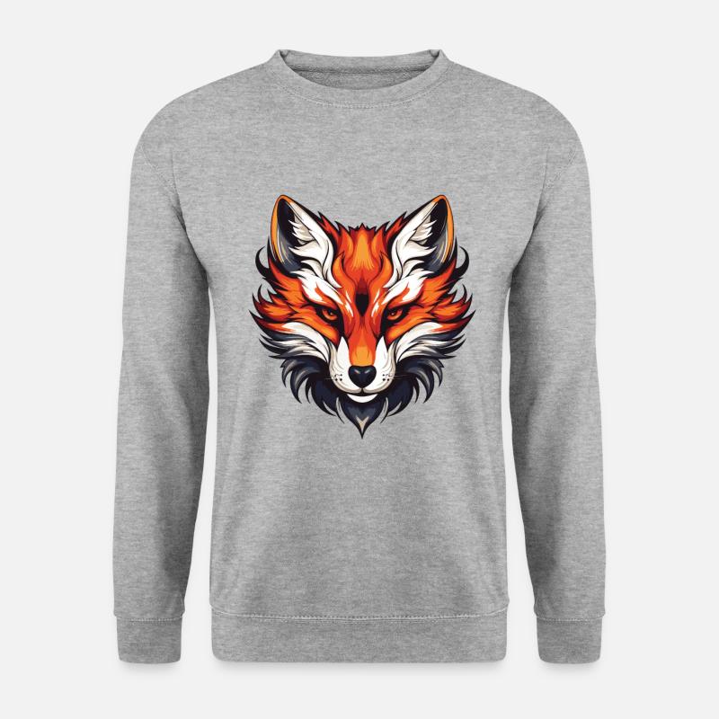 Fuchs Portrait - Unisex Pullover - Weißgrau meliert