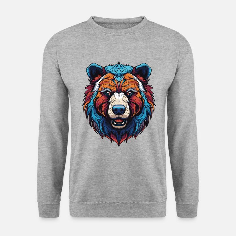Bär Portrait - Unisex Pullover - Weißgrau meliert