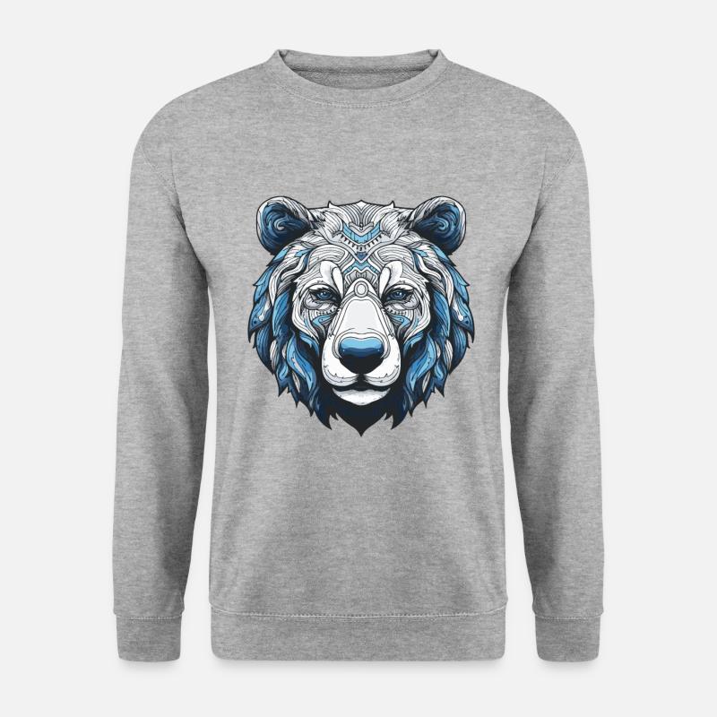 Eisbär Portrait Polar bär - Unisex Pullover - Weißgrau meliert