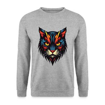 Cat Portrait - Unisex Sweatshirt - salt & pepper - Front - Alina (178cm) & Michal (187cm)