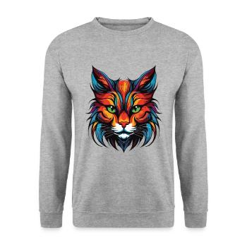 Cat Portrait Head - Unisex Sweatshirt - salt & pepper - Front - Alina (178cm) & Michal (187cm)