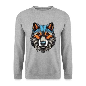 Portrait de chien Husky - Sweat-shirt Unisexe - gris chiné - Devant - Alina (178cm) & Michal (187cm)