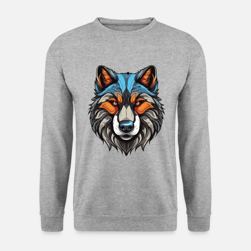 Husky Hund Portrait - Unisex Pullover - Weißgrau meliert