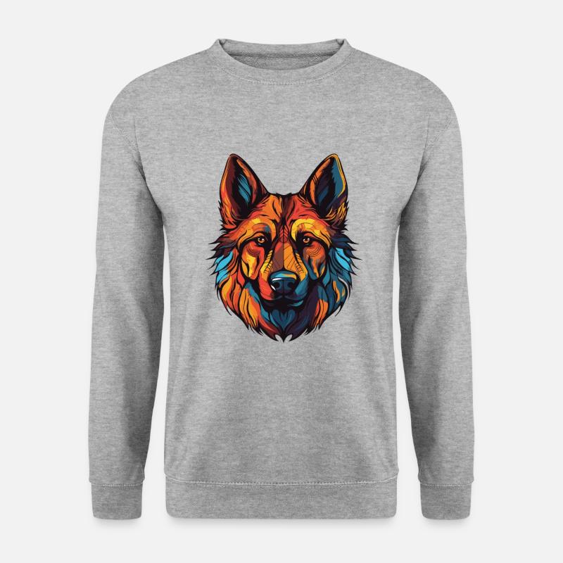Schäferhund Hund Portrait - Unisex Pullover - Weißgrau meliert