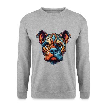 Portrait de chien bouledogue - Sweat-shirt Unisexe - gris chiné - Devant - Alina (178cm) & Michal (187cm)