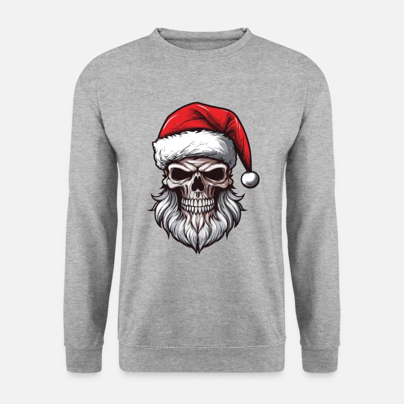 Weihnachtsmann Totenkopf - Unisex Pullover - Weißgrau meliert