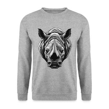 Rhinocéros Portrait Animal - Sweat-shirt Unisexe - gris chiné - Devant - Alina (178cm) & Michal (187cm)