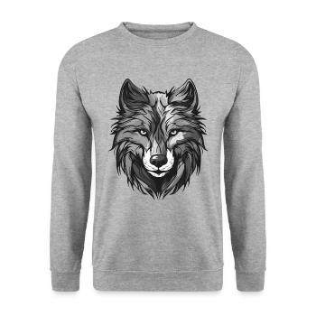 Wolf Portrait Animal - Unisex Sweatshirt - salt & pepper - Front - Alina (178cm) & Michal (187cm)
