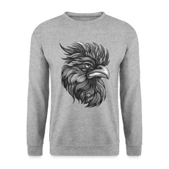 Coq Portrait Animal - Sweat-shirt Unisexe - gris chiné - Devant - Alina (178cm) & Michal (187cm)
