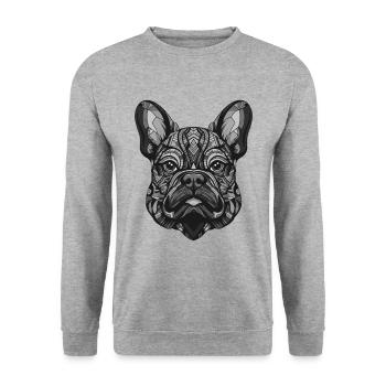 Chien bouledogue français Portrait Animal - Sweat-shirt Unisexe - gris chiné - Devant - Alina (178cm) & Michal (187cm)