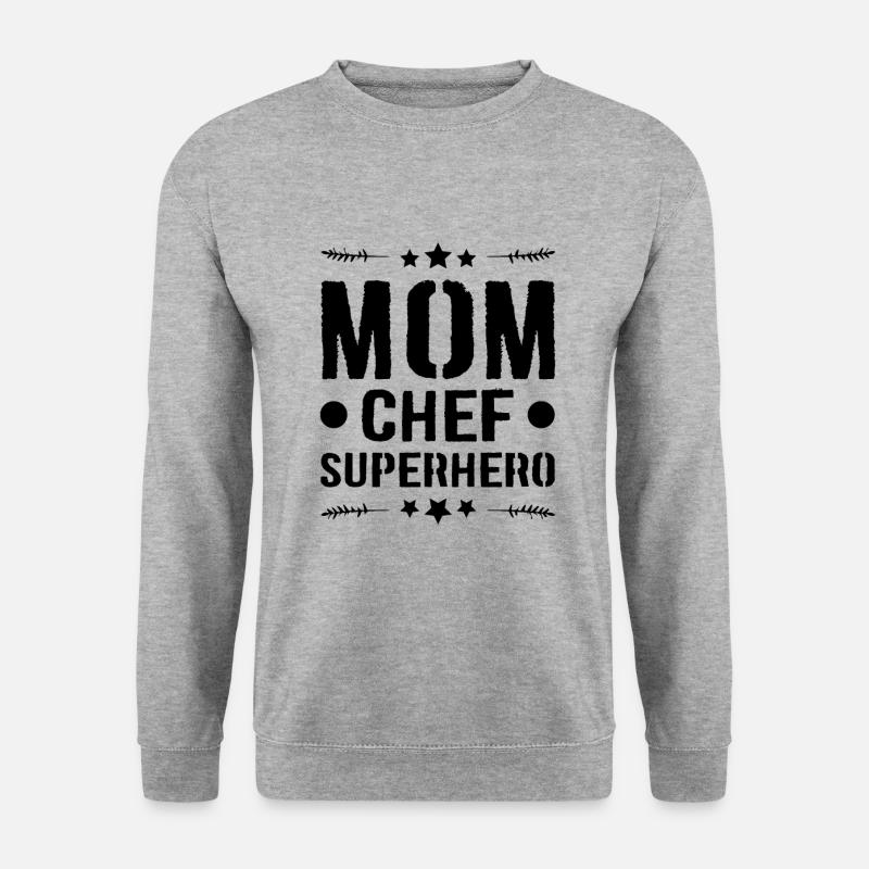 Mom Chef Superheld Mama - Unisex Pullover - Weißgrau meliert