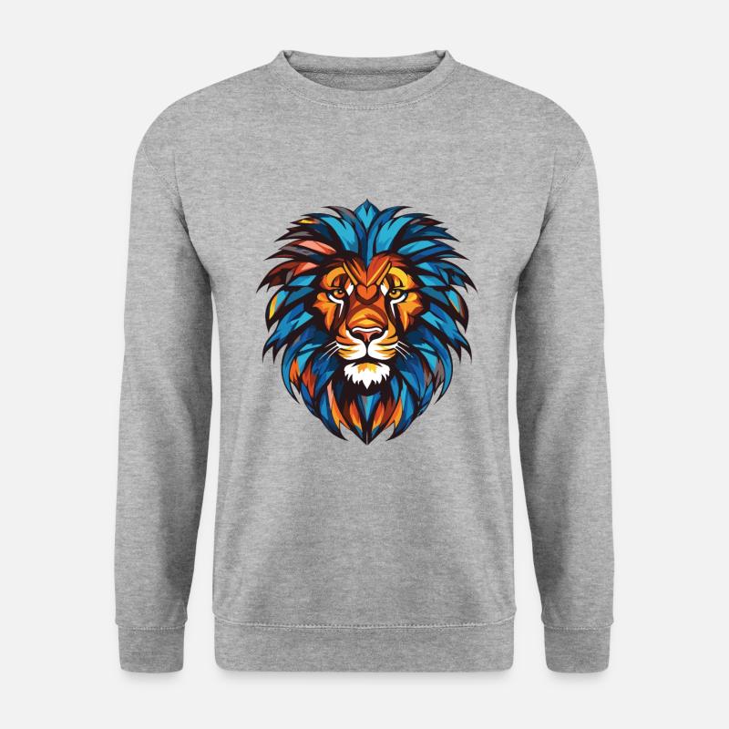 Löwe Kopf - Unisex Pullover - Weißgrau meliert