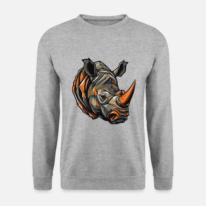Nashorn Kopf - Unisex Pullover - Weißgrau meliert