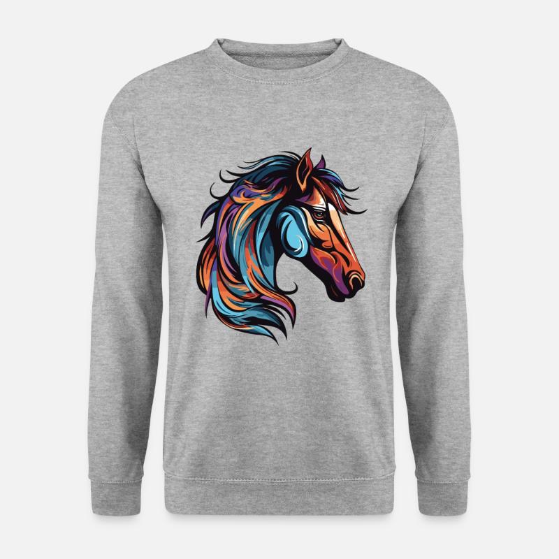 Pferd Kopf - Unisex Pullover - Weißgrau meliert
