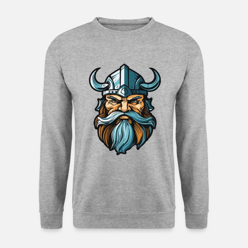Wikinger Kopf Krieger - Unisex Pullover - Weißgrau meliert