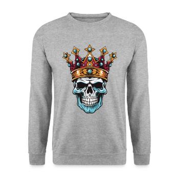 Skull King Crown - Unisex Sweatshirt - salt & pepper - Front - Alina (178cm) & Michal (187cm)