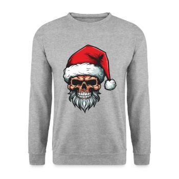 Santa Claus Skull - Unisex Sweatshirt - salt & pepper - Front - Alina (178cm) & Michal (187cm)