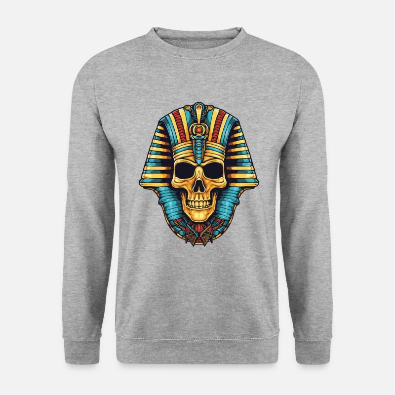 Pharao Totenkopf - Unisex Pullover - Weißgrau meliert