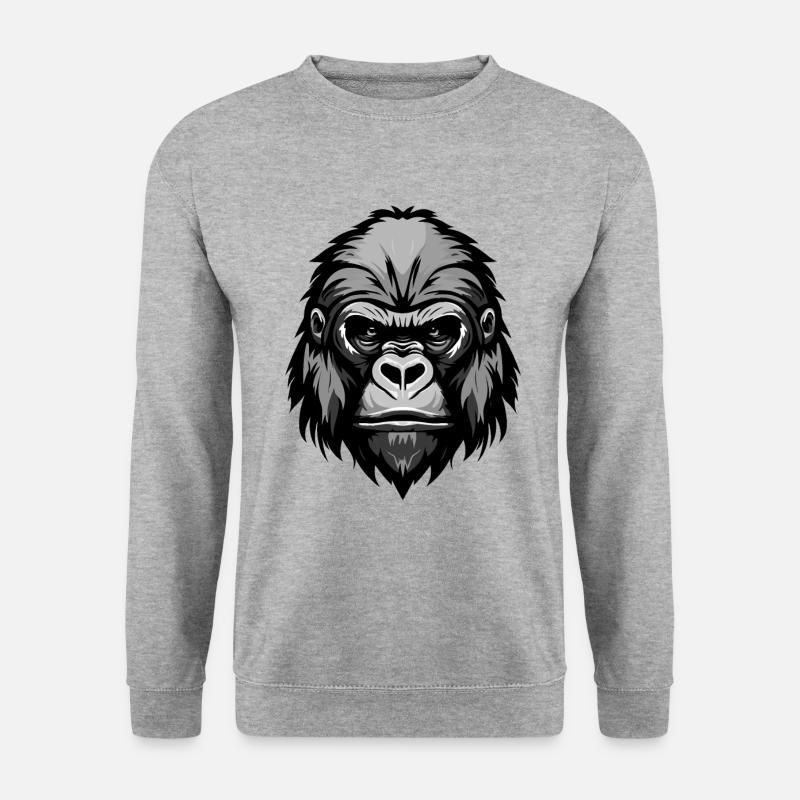 Gorilla Kopf - Unisex Pullover - Weißgrau meliert