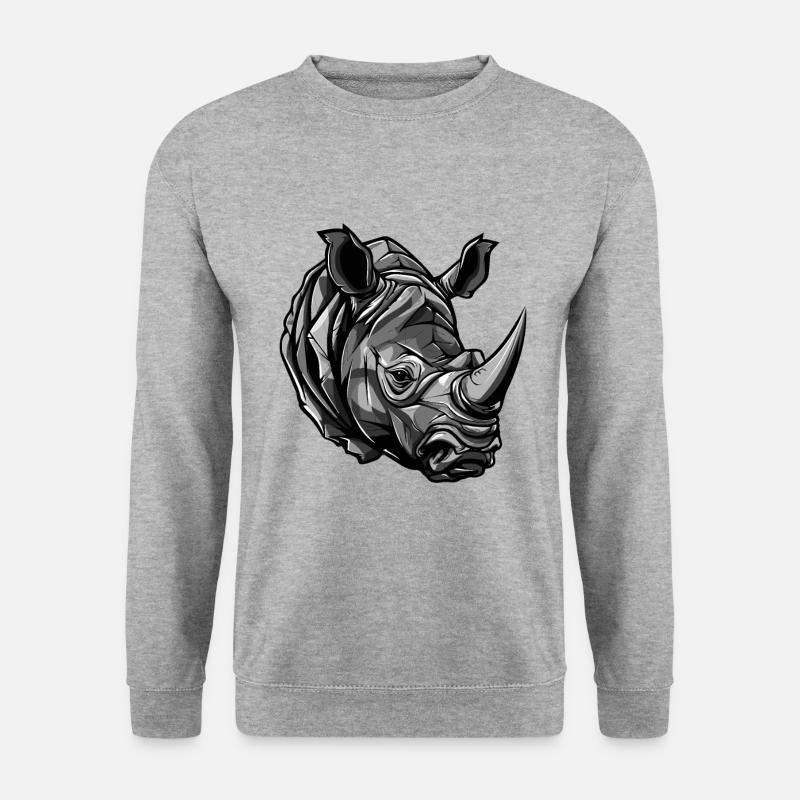 Nashorn Kopf - Unisex Pullover - Weißgrau meliert