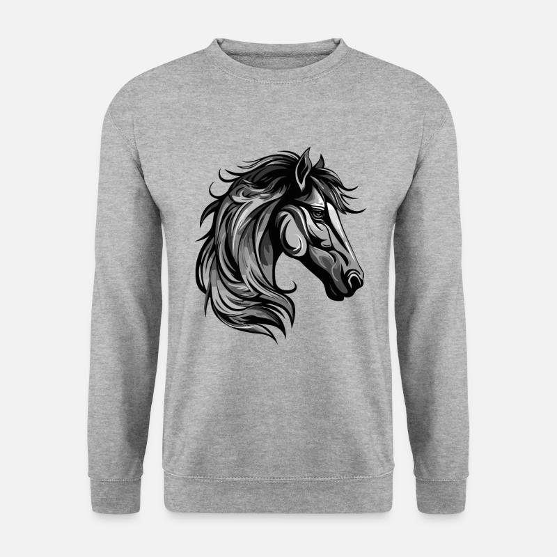 Pferd Kopf - Unisex Pullover - Weißgrau meliert