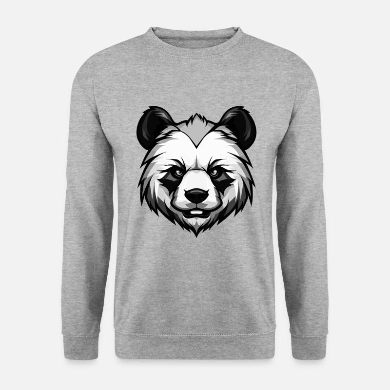 Panda Kopf - Unisex Pullover - Weißgrau meliert