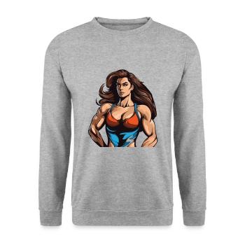 Woman Muscles Bodybuilding Girl - Unisex Sweatshirt - salt & pepper - Front - Alina (178cm) & Michal (187cm)