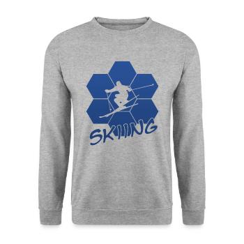 Skiing Skifahren Ski - Unisex Pullover - Weißgrau meliert - Vorne - Alina (178cm) & Michal (187cm)