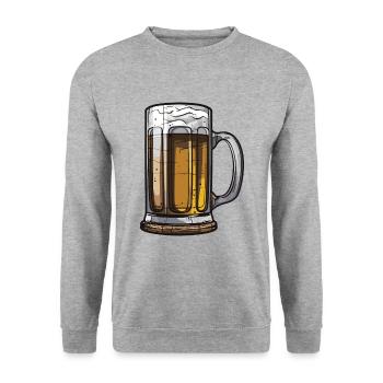 Bier Glas Symbol - Unisex Pullover - Weißgrau meliert - Vorne - Alina (178cm) & Michal (187cm)