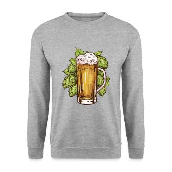 Bierglas Hopfen Malz Bier - Unisex Pullover - Weißgrau meliert - Vorne - Alina (178cm) & Michal (187cm)