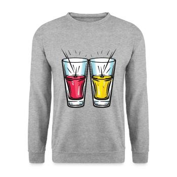 Tequila Glass Cheers Party - Sweat-shirt Unisexe - gris chiné - Devant - Alina (178cm) & Michal (187cm)