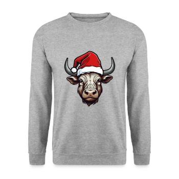Bulle Porträt Weihnachten Taurus - Unisex Pullover - Weißgrau meliert - Vorne - Alina (178cm) & Michal (187cm)