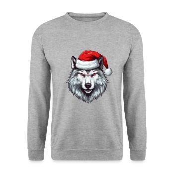 Wolf Portrait Christmas - Unisex Sweatshirt - salt & pepper - Front - Alina (178cm) & Michal (187cm)