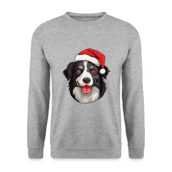 Border Collie chien Noël - Sweat-shirt Unisexe - gris chiné - Devant - Alina (178cm) & Michal (187cm)