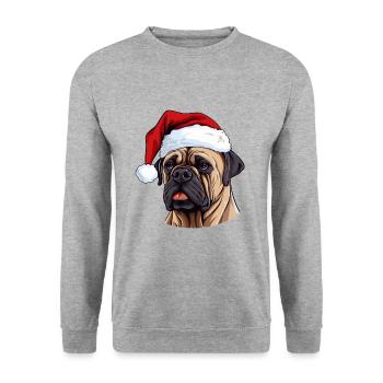 Boerboel Dog Head Christmas Portrait - Unisex Sweatshirt - salt & pepper - Front - Alina (178cm) & Michal (187cm)