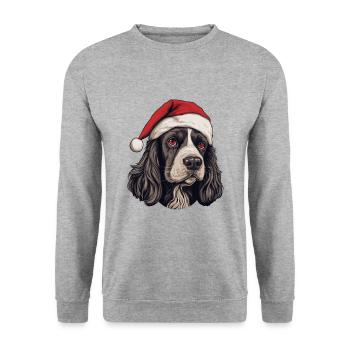 Cocker Spaniel tête de chien Portrait de Noël - Sweat-shirt Unisexe - gris chiné - Devant - Alina (178cm) & Michal (187cm)