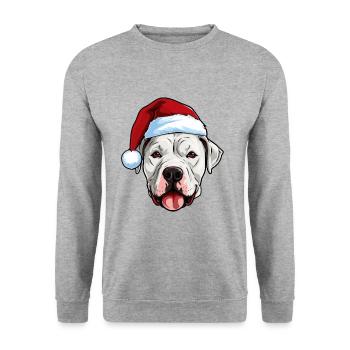 Dogue Argentino Chien Noël Drôle Noël - Sweat-shirt Unisexe - gris chiné - Devant - Alina (178cm) & Michal (187cm)