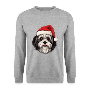 Havanese Dog Christmas Funny Xmas - Unisex Sweatshirt - salt & pepper - Front - Alina (178cm) & Michal (187cm)