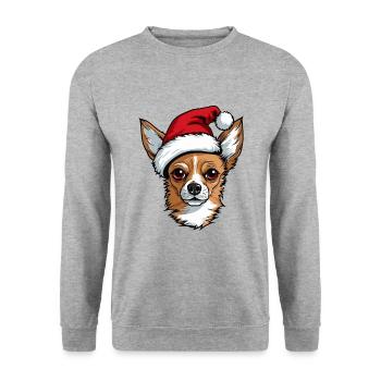 Chihuahua Chien Noël Drôle Noël - Sweat-shirt Unisexe - gris chiné - Devant - Alina (178cm) & Michal (187cm)