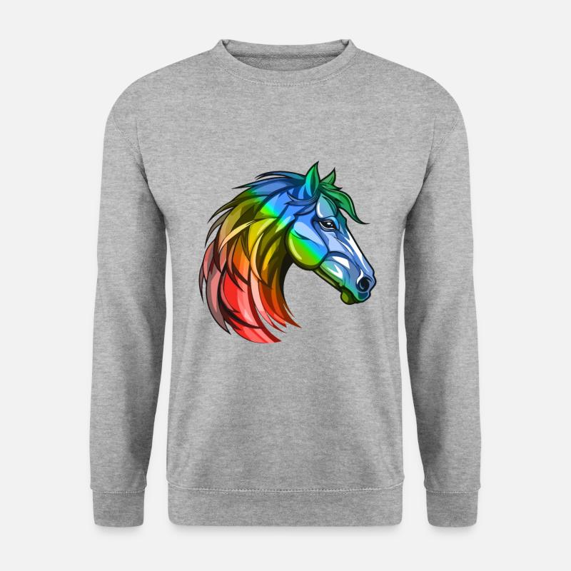 Pferd Kopf Bunt - Unisex Pullover - Weißgrau meliert