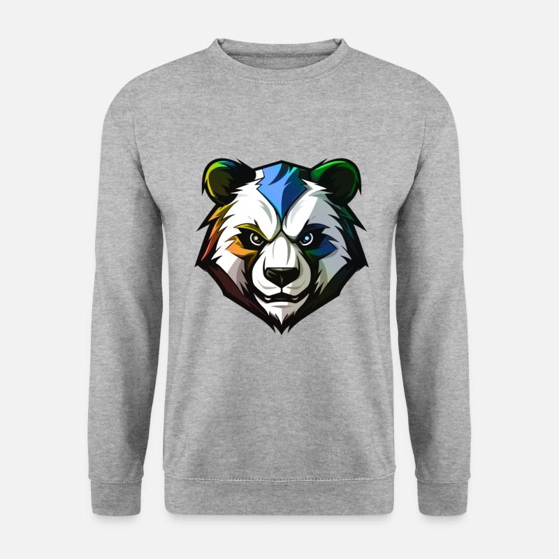 Panda Kopf Bunt - Unisex Pullover - Weißgrau meliert