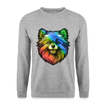 Pomeranian Dog Head Colorful - Unisex Sweatshirt - salt & pepper - Front - Alina (178cm) & Michal (187cm)