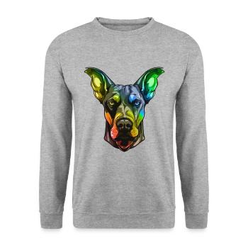 Doberman Dog Head Colorful - Unisex Sweatshirt - salt & pepper - Front - Alina (178cm) & Michal (187cm)