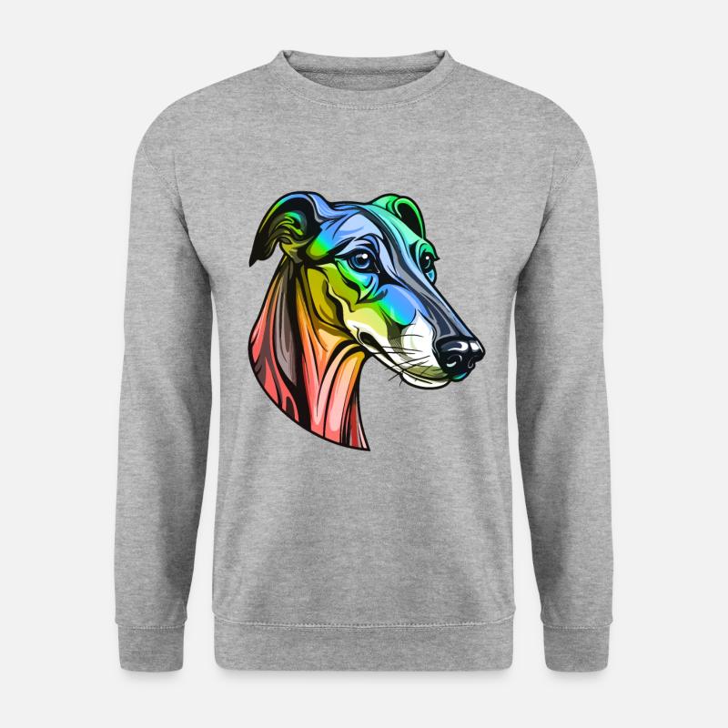 Greyhound Hund Kopf Bunt - Unisex Pullover - Weißgrau meliert