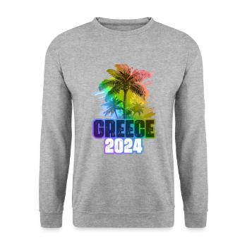 Grèce 2024 Vacances Palmiers Multicolores - Sweat-shirt Unisexe - gris chiné - Devant - Alina (178cm) & Michal (187cm)