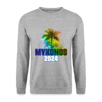 Mykonos 2024 Holiday Palm Trees Multicolored - Unisex Sweatshirt - salt & pepper - Front - Alina (178cm) & Michal (187cm)