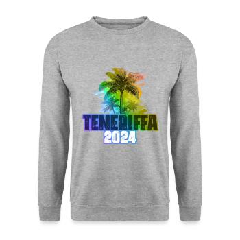 Tenerife 2024 Vacances Palmiers Colorés - Sweat-shirt Unisexe - gris chiné - Devant - Alina (178cm) & Michal (187cm)