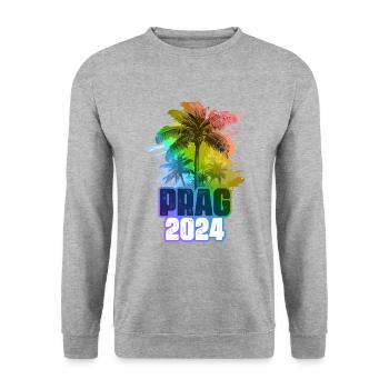 Prague 2024 Vacances Palmiers Colorés - Sweat-shirt Unisexe - gris chiné - Devant - Alina (178cm) & Michal (187cm)